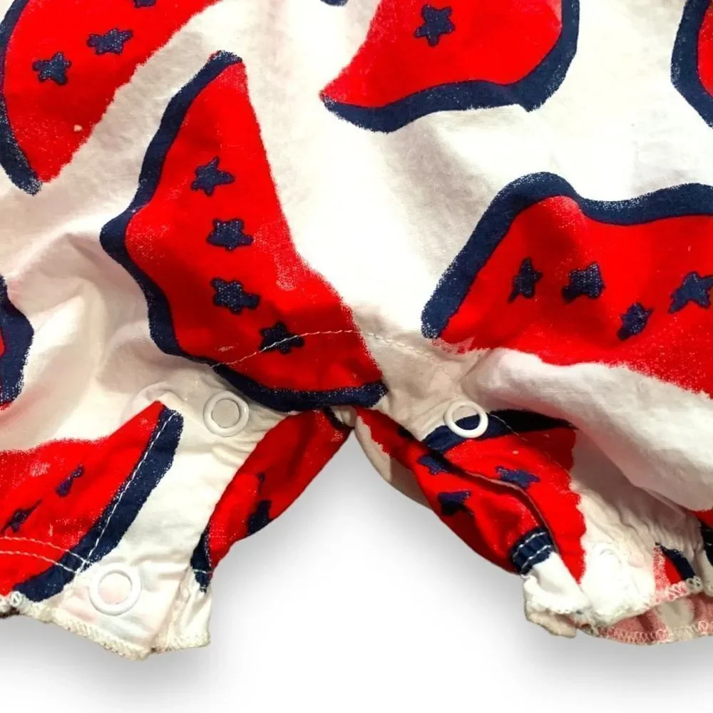 Just One You By Carters One Piece Romper Patriotic Red Watermelon Star‎ Print